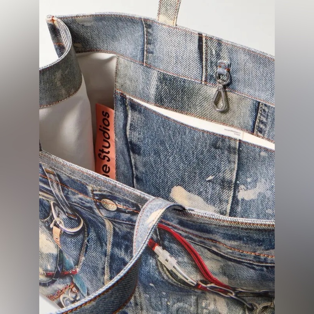 Acne studios Trompe L'oeil Cotton-Canvas Tote Bag $1063 NEW without tags - Picture 4 of 15